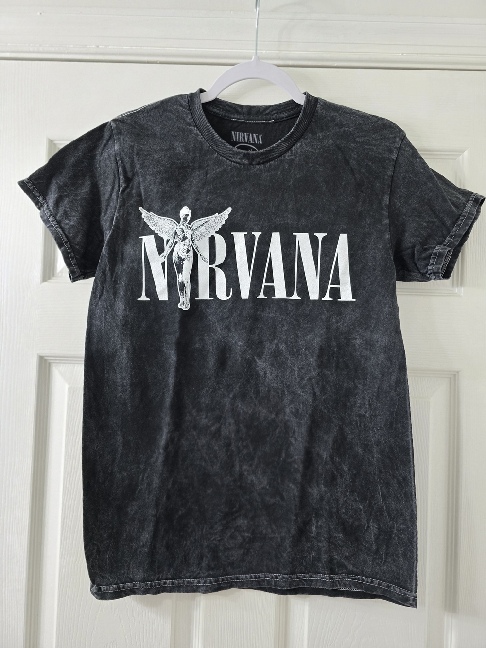 NWOT Women's Nirvana Black Mineral Wash Logo Tee - Small